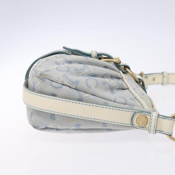CELINE C Macadam Canvas Shoulder Bag Light Blue Gold - Picture 4 of 13